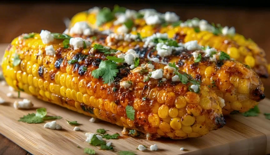 Grilled corn, up close AI video prompt example